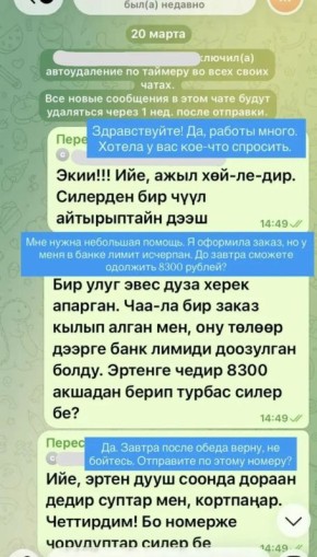 Жительница Тувы перевела деньги мошенникам, поверив сообщению от «коллеги»