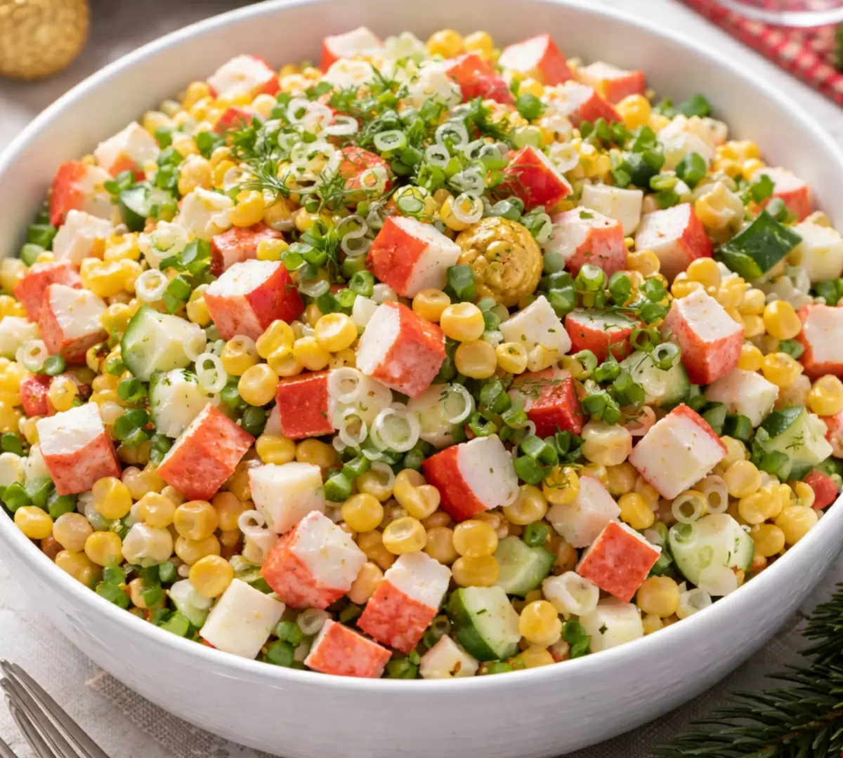 Салат для новогоднего стола: крабовые палочки в новой интерпретации