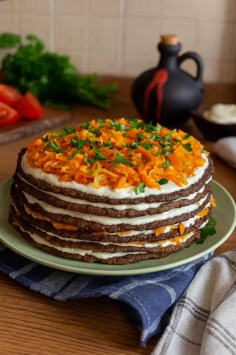 Печеночный торт: сытная закуска, которая удивит всех