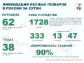 За прошедшие сутки в России потушены 62 лесных пожара в 20 регионах