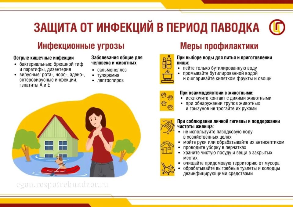 В связи с подъемом воды в реках и выходом из берегов на отдельных территориях после прошедших дождей Управление Роспотребнадзора напоминает о мерах сохранения здоровья в случае паводка